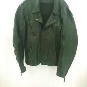 Black leather motorcycle jacket